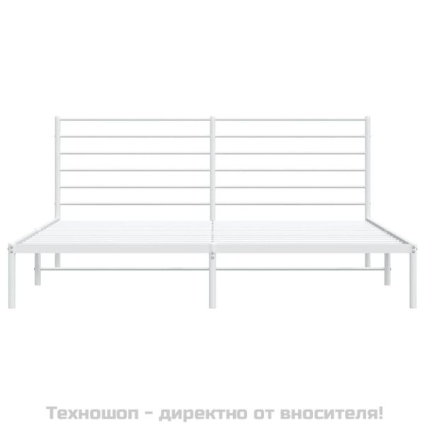 Метална рамка за легло с горна табла, черна, 183x213 см