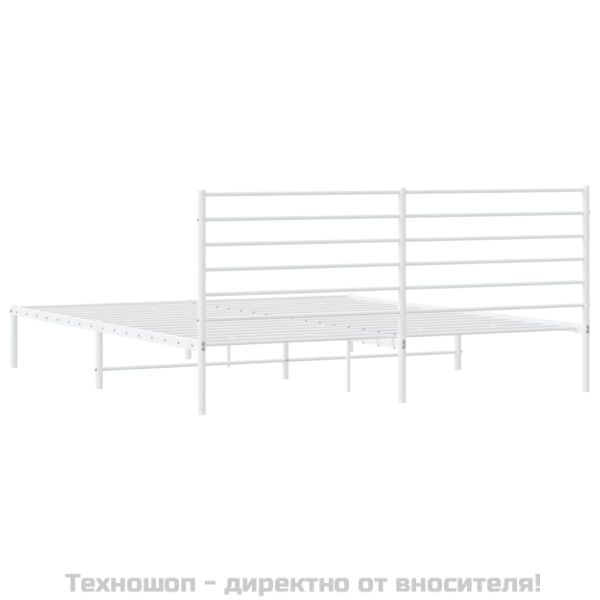 Метална рамка за легло с горна табла, черна, 183x213 см