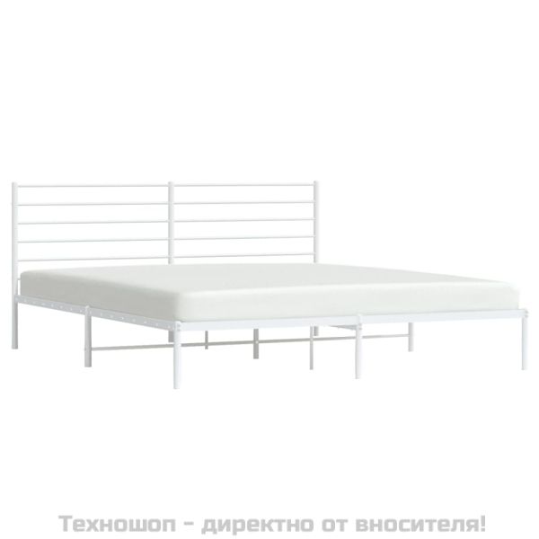 Метална рамка за легло с горна табла, черна, 193x203 см