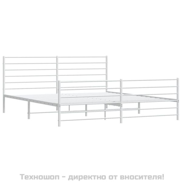 Метална рамка за легло с горна и долна табла, бяла, 183x213 см