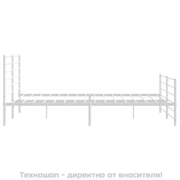 Метална рамка за легло с горна и долна табла, бяла, 183x213 см
