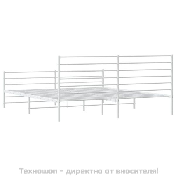 Метална рамка за легло с горна и долна табла, бяла, 183x213 см