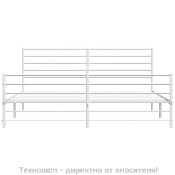 Метална рамка за легло с горна и долна табла, бяла, 193x203 см