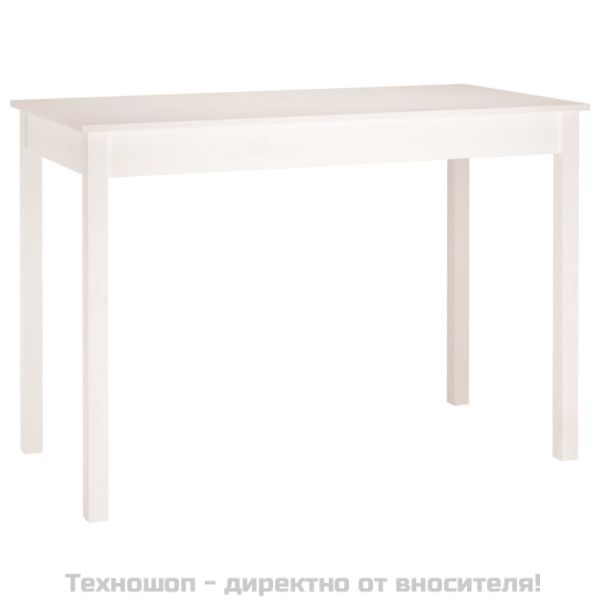 Трапезна маса,Бяло, 110x55x75 см, борово дърво масив