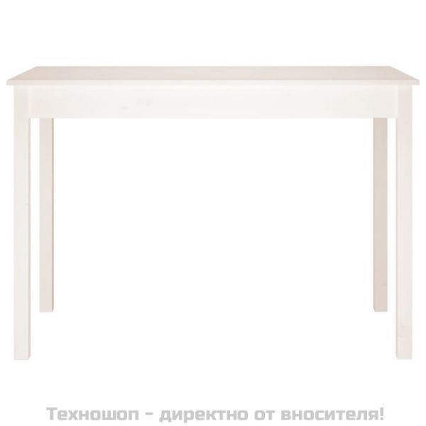 Трапезна маса,Бяло, 110x55x75 см, борово дърво масив