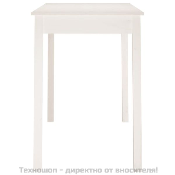 Трапезна маса,Бяло, 110x55x75 см, борово дърво масив