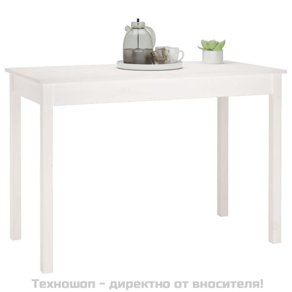 Трапезна маса,Бяло, 110x55x75 см, борово дърво масив