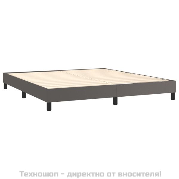 Рамка за легло с пружини сива 180x200 см изкуствена кожа