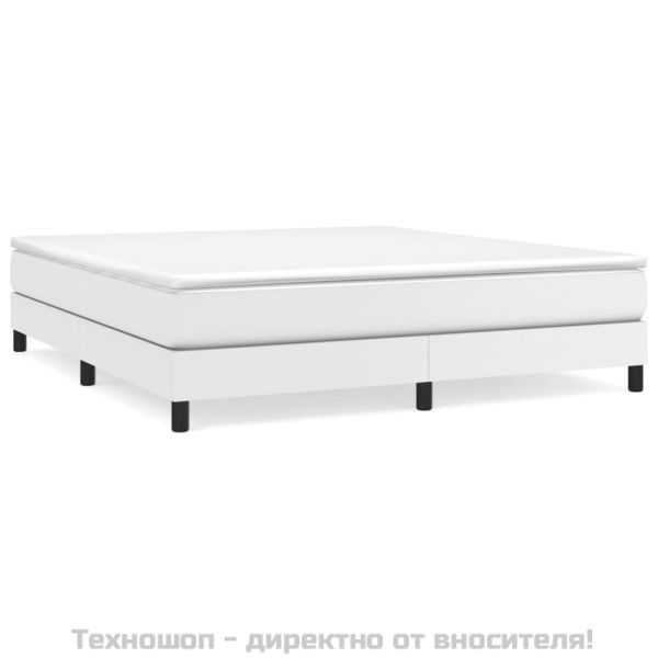 Боксспринг легло с матрак, бяло, 180x200 см, изкуствена кожа