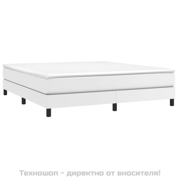 Боксспринг легло с матрак, бяло, 180x200 см, изкуствена кожа