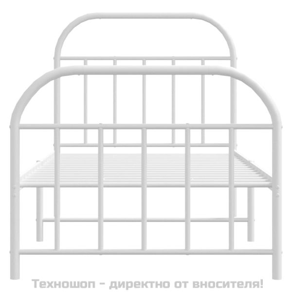 Метална рамка за легло с горна и долна табла, бяла, 90x190 см