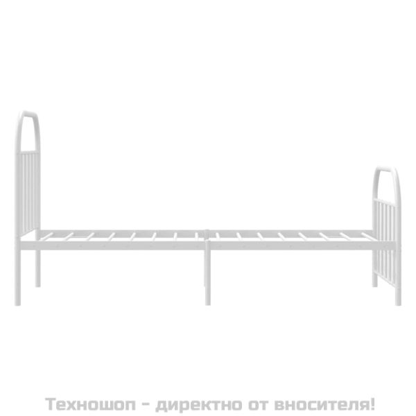 Метална рамка за легло с горна и долна табла, бяла, 90x190 см