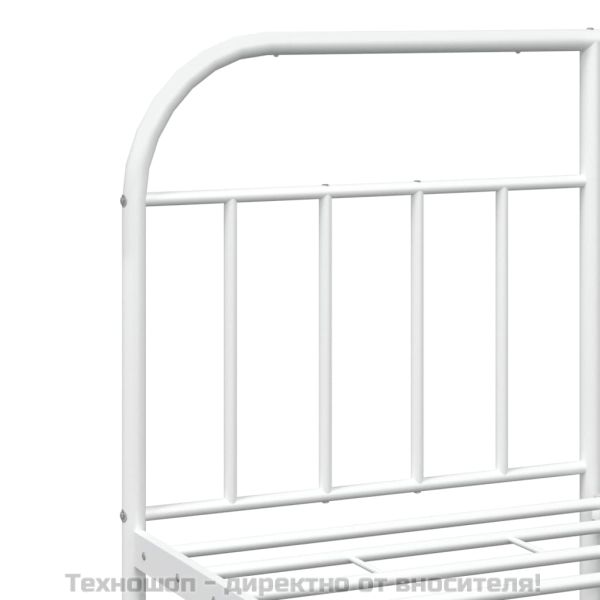 Метална рамка за легло с горна и долна табла, бяла, 160x200 см