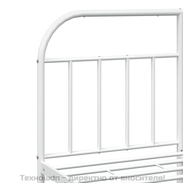 Метална рамка за легло с горна табла, бяла, 140x200 см