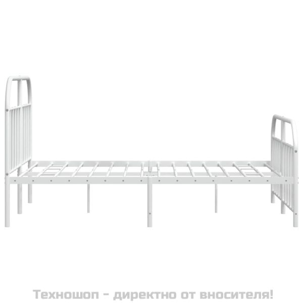 Метална рамка за легло с горна и долна табла, бяла, 140x190 см