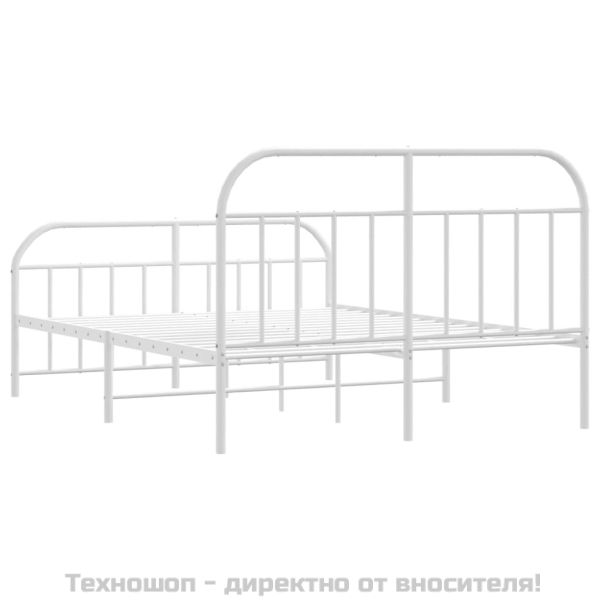 Метална рамка за легло с горна и долна табла, бяла, 140x190 см