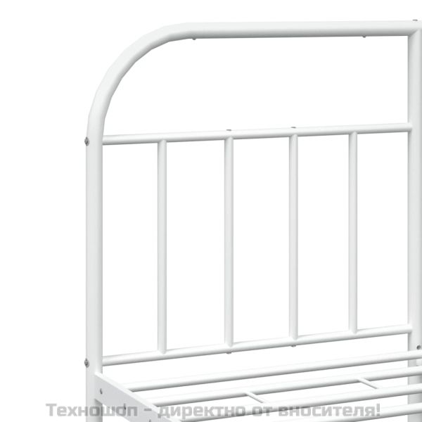 Метална рамка за легло с горна и долна табла, бяла, 140x190 см