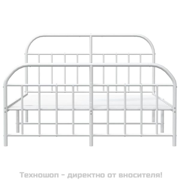Метална рамка за легло с горна и долна табла, бяла, 135x190 см