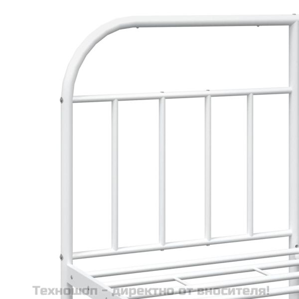 Метална рамка за легло с горна и долна табла, бяла, 135x190 см