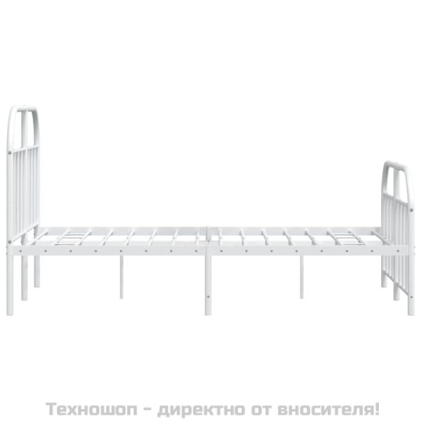 Метална рамка за легло с горна и долна табла, бяла, 120x190 см