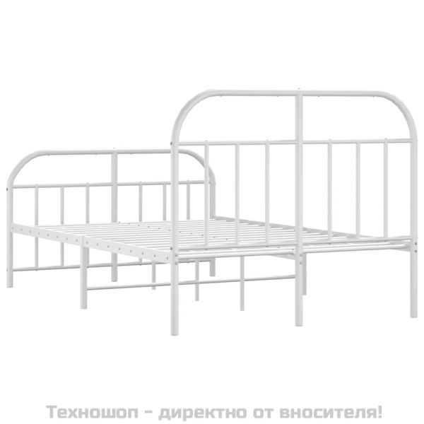 Метална рамка за легло с горна и долна табла, бяла, 120x190 см