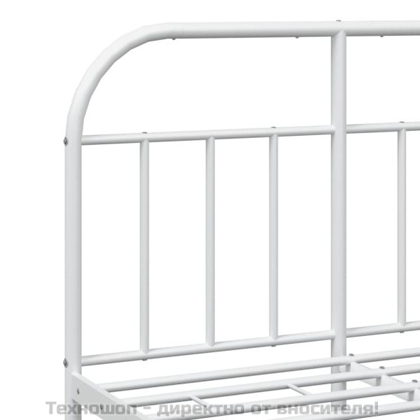 Метална рамка за легло с горна и долна табла, бяла, 120x190 см