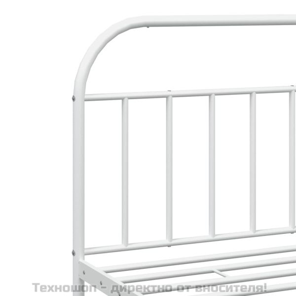 Метална рамка за легло с горна табла, бяла, 200x200 см