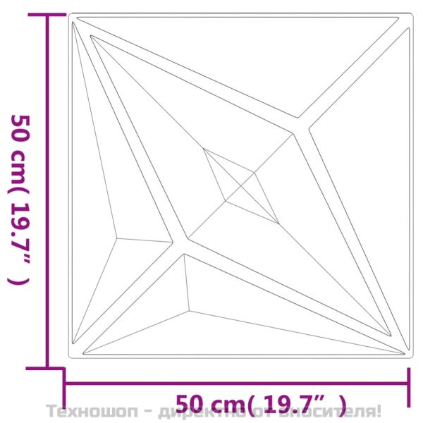 Стенни панели 48 бр черни 50x50 см XPS 12 м² звезда