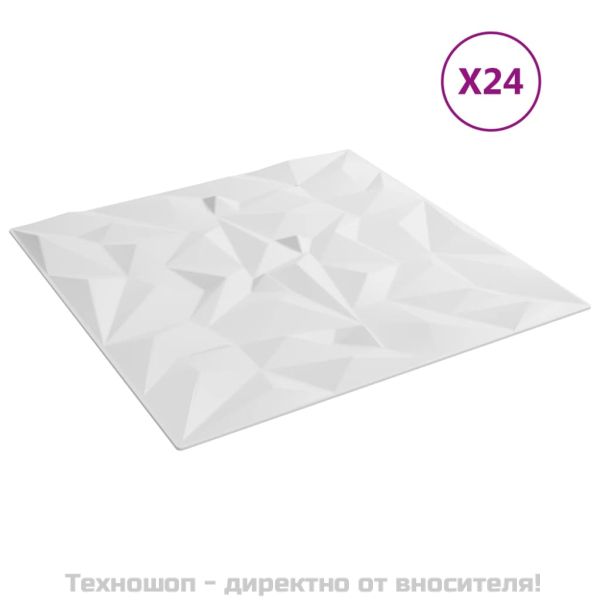 Стенни панели 24 бр бели 50x50 см XPS 6 м² аметист