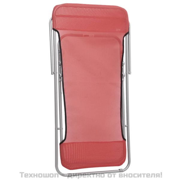 Сгъваеми плажни столове 2 бр червени текстилен и стомана