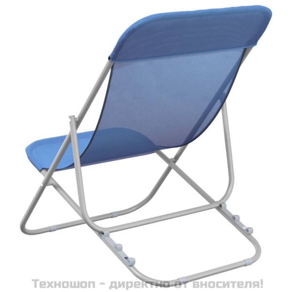 Сгъваеми плажни столове 2 бр сини текстилен и стомана