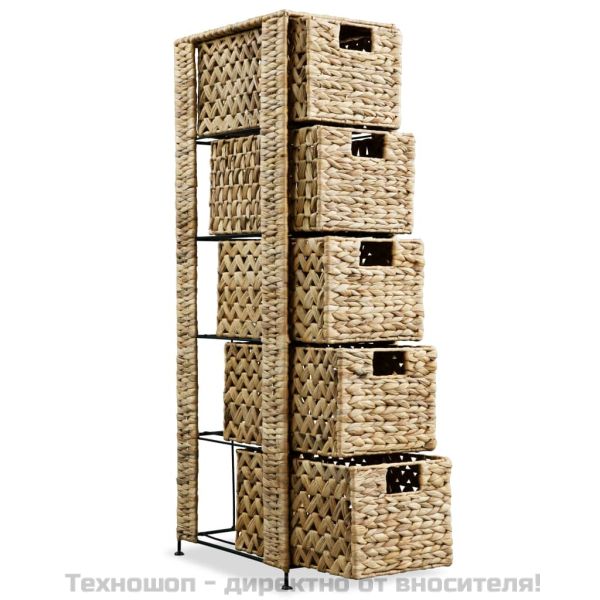 Скрин с 5 чекмеджета-кошници, 25,5x37x100 см, воден хиацинт