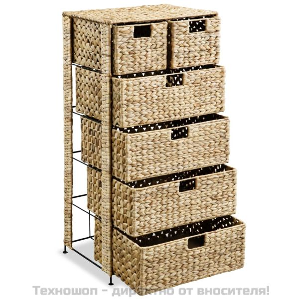 Скрин с 6 чекмеджета-кошници, 47x37x100 см, воден хиацинт