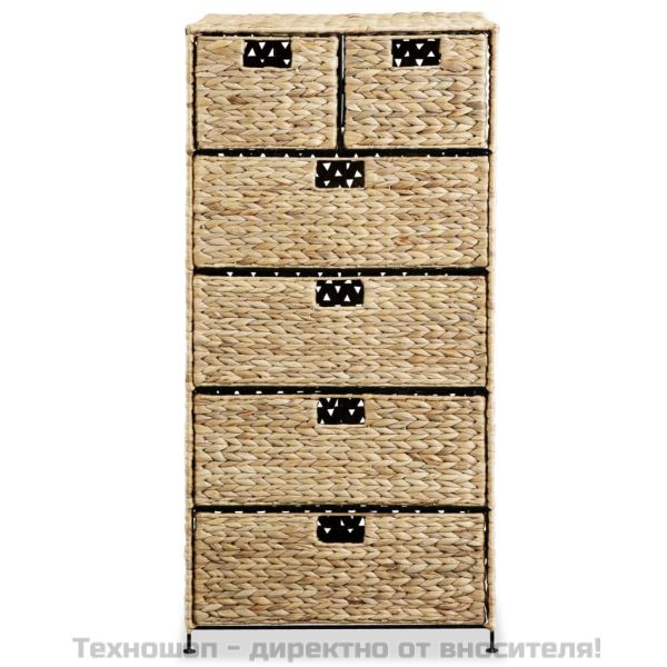 Скрин с 6 чекмеджета-кошници, 47x37x100 см, воден хиацинт