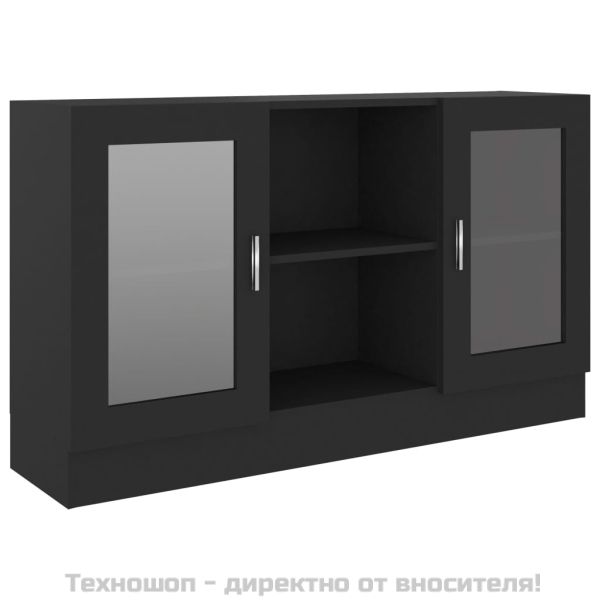 Шкаф витрина, черен, 120x30,5x70 см, ПДЧ