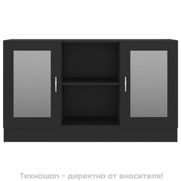 Шкаф витрина, черен, 120x30,5x70 см, ПДЧ