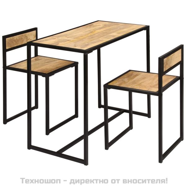 Трапезен комплект, 3 части, мангово дърво масив