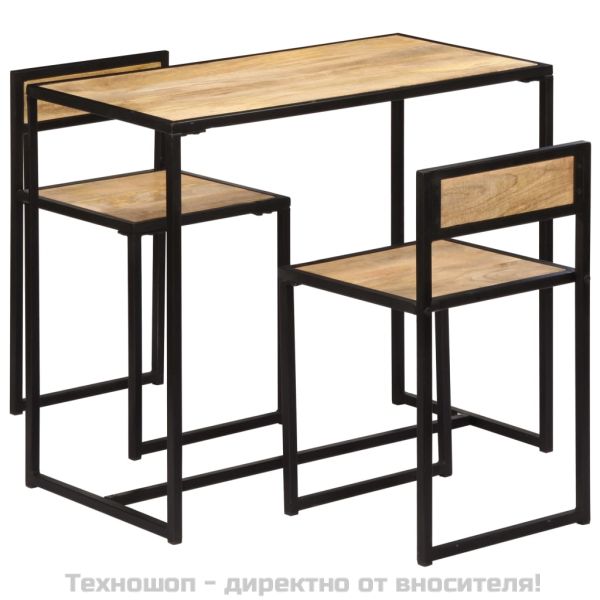 Трапезен комплект, 3 части, мангово дърво масив