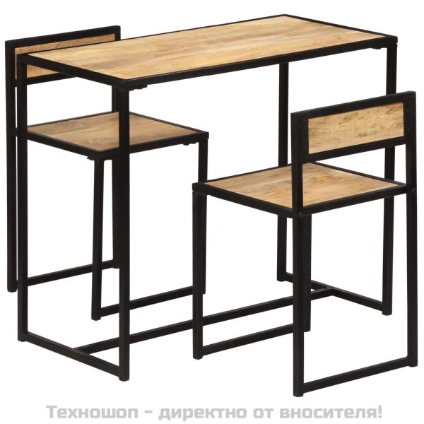 Трапезен комплект, 3 части, мангово дърво масив
