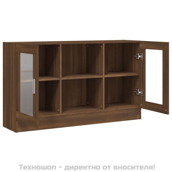 Шкаф витрина, кафяв дъб, 120x30,5x70 см, инженерно дърво