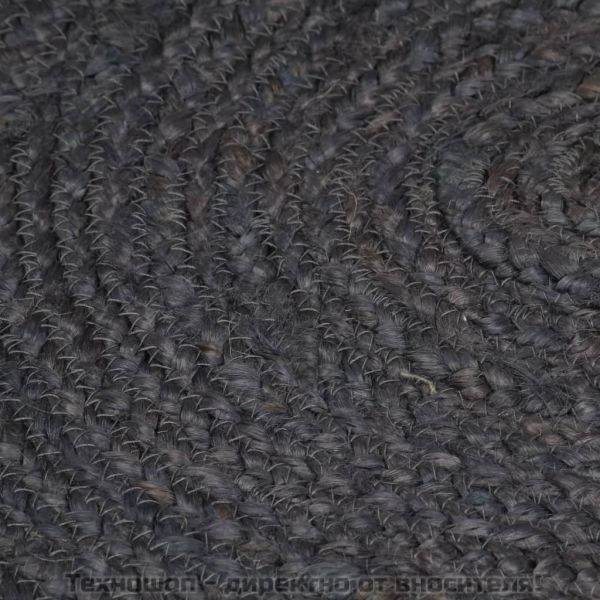 Ръчно тъкан килим от юта, кръгъл, 90 см, тъмносив