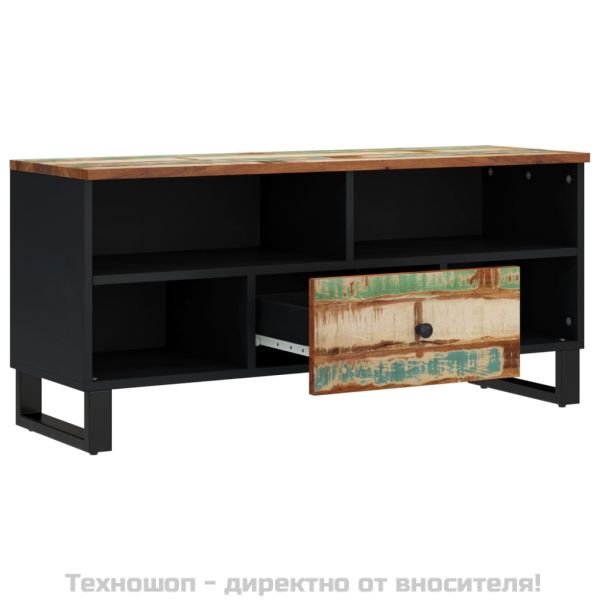 ТВ шкаф, 100x33x46 см, масивно регенерирано и инженерно дърво