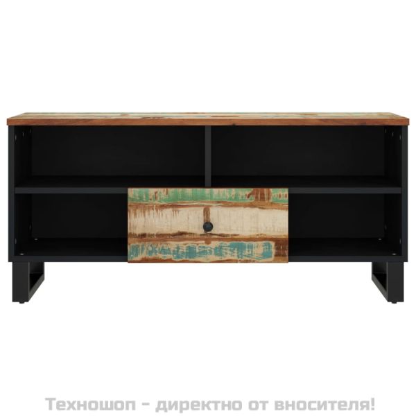 ТВ шкаф, 100x33x46 см, масивно регенерирано и инженерно дърво
