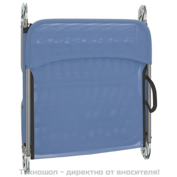 Сгъваеми шезлонги 2 бр сини текстилен и стомана