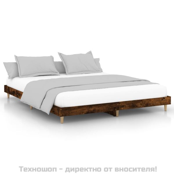 Рамка за легло без матрак опушен дъб 150x200 см инженерно дърво