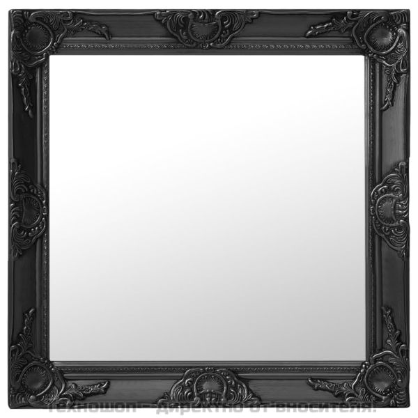 Стенно огледало, бароков стил, 60x60 см, черно