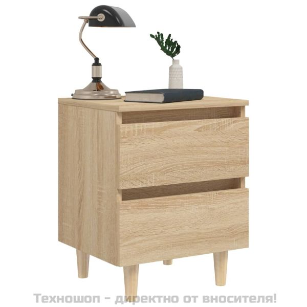 Нощни шкафчета с крака от бор масив 2 бр дъб сонома 40x35x50 см