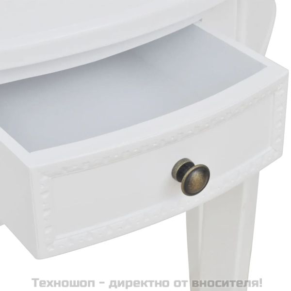 Конзолна маса с чекмедже, полукръгла, бяла