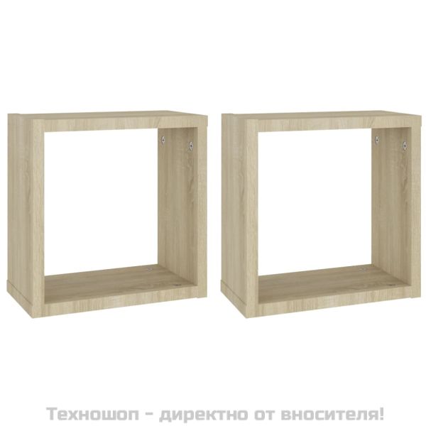 Стенни кубични рафтове, 2 бр, дъб сонома, 30x15x30 см