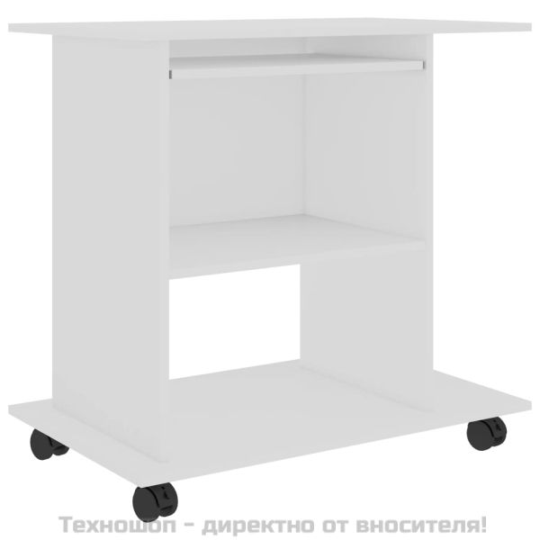 Компютърно бюро, бяло, 80x50x75 см, инженерно дърво